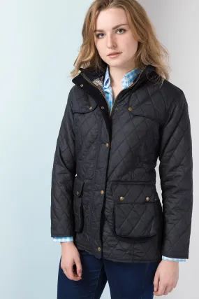 Ladies Diamond Quilted Wax Jacket with Elasticated Back