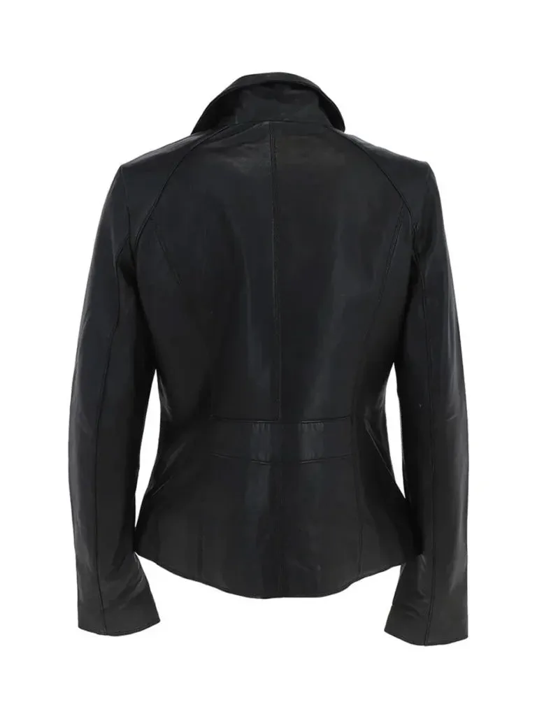 Lambskin Black Cafe Racer Leather Jacket