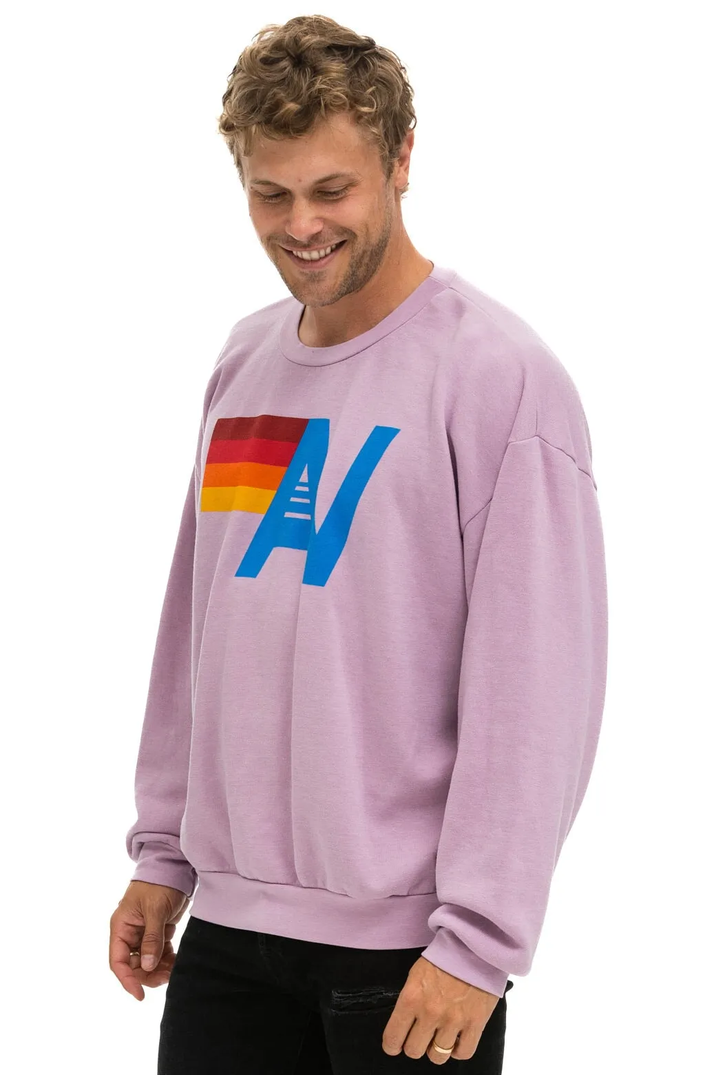 LOGO RELAXED CREW SWEATSHIRT - MAUVE