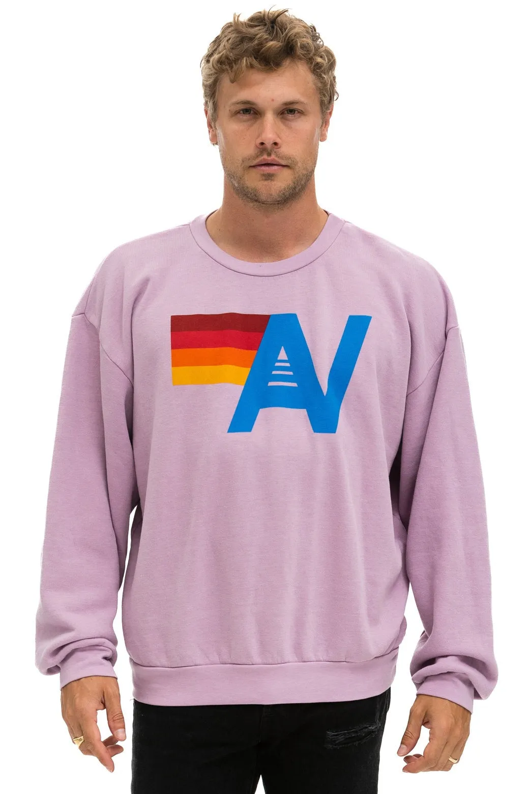 LOGO RELAXED CREW SWEATSHIRT - MAUVE