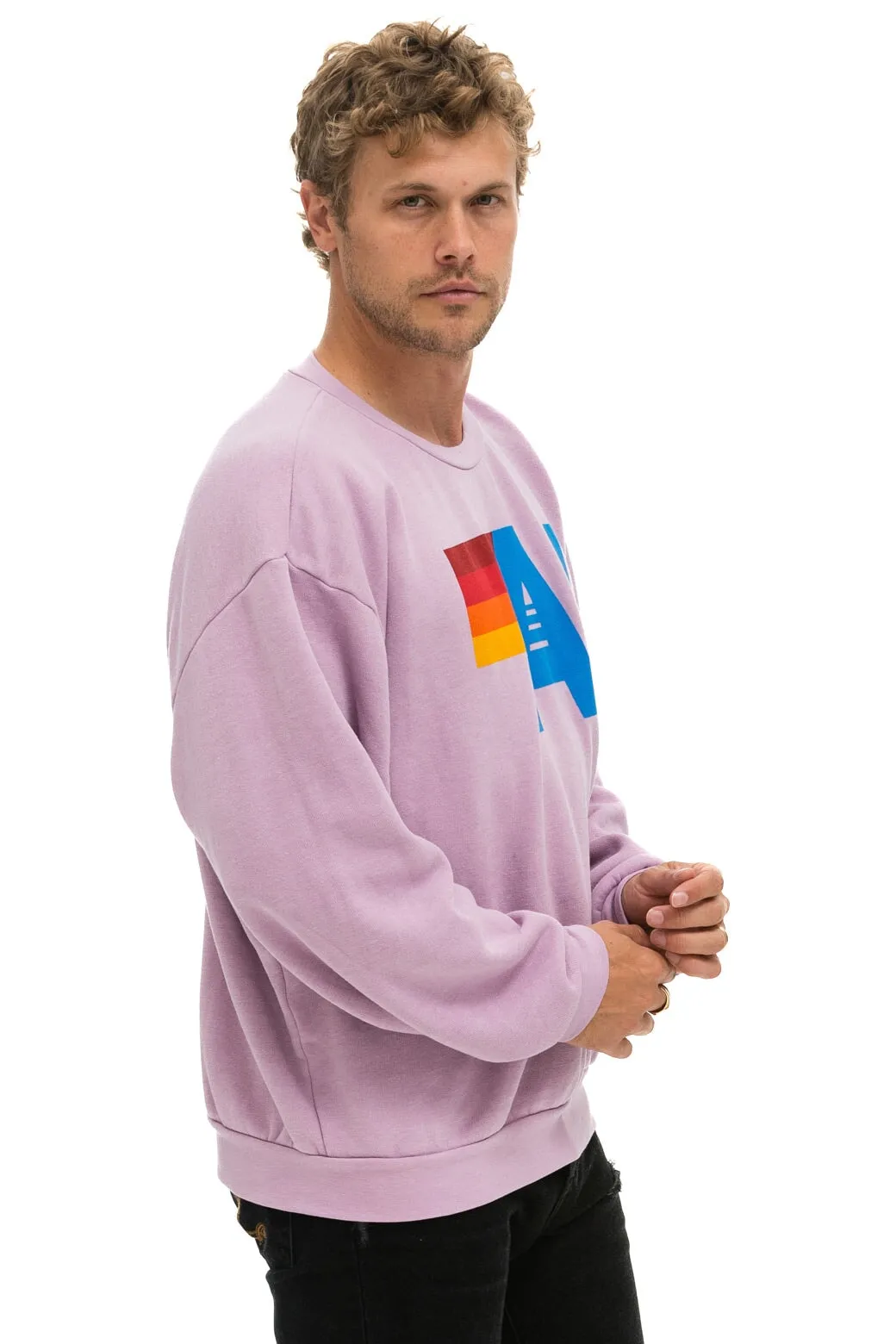 LOGO RELAXED CREW SWEATSHIRT - MAUVE