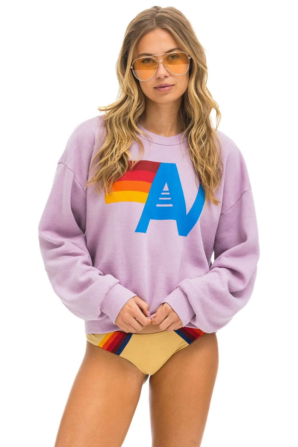 LOGO RELAXED CREW SWEATSHIRT - MAUVE