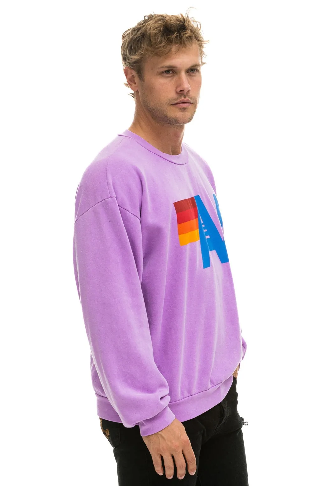 LOGO RELAXED CREW SWEATSHIRT - NEON PURPLE