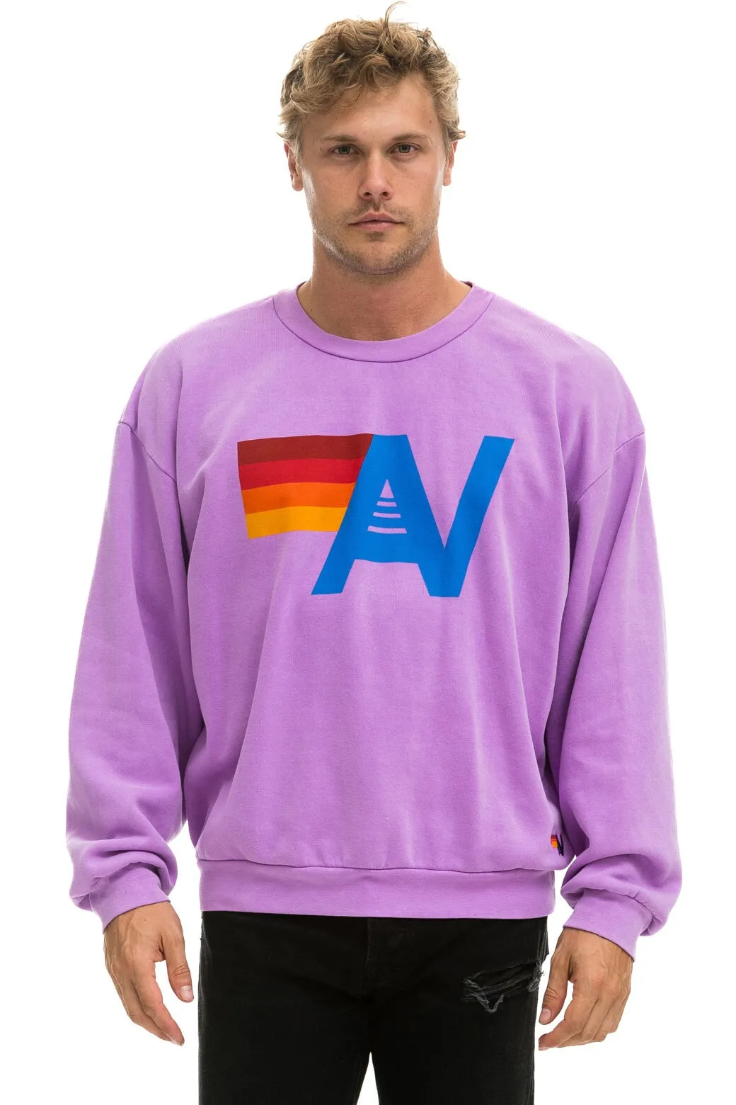 LOGO RELAXED CREW SWEATSHIRT - NEON PURPLE