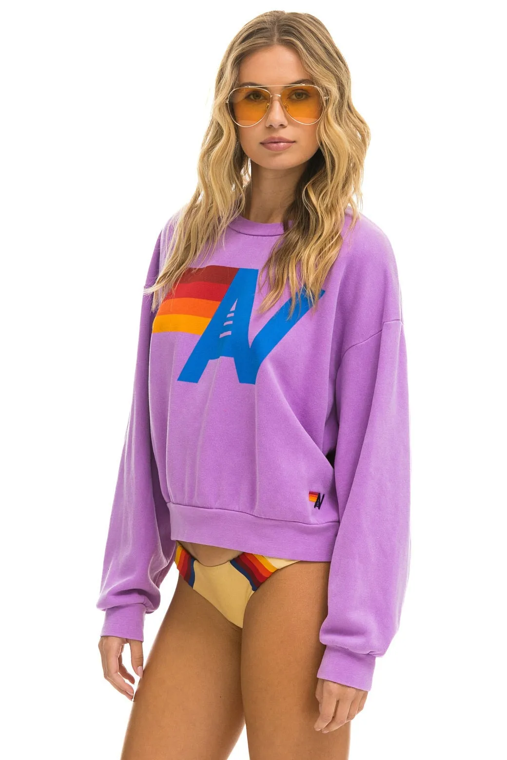 LOGO RELAXED CREW SWEATSHIRT - NEON PURPLE