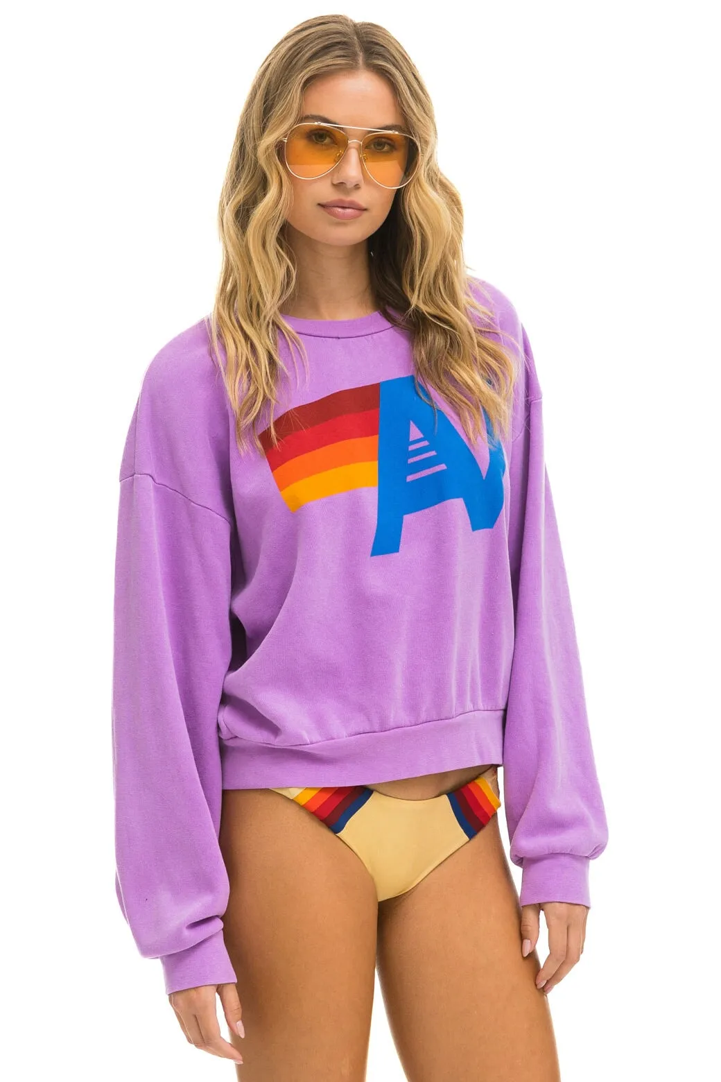 LOGO RELAXED CREW SWEATSHIRT - NEON PURPLE