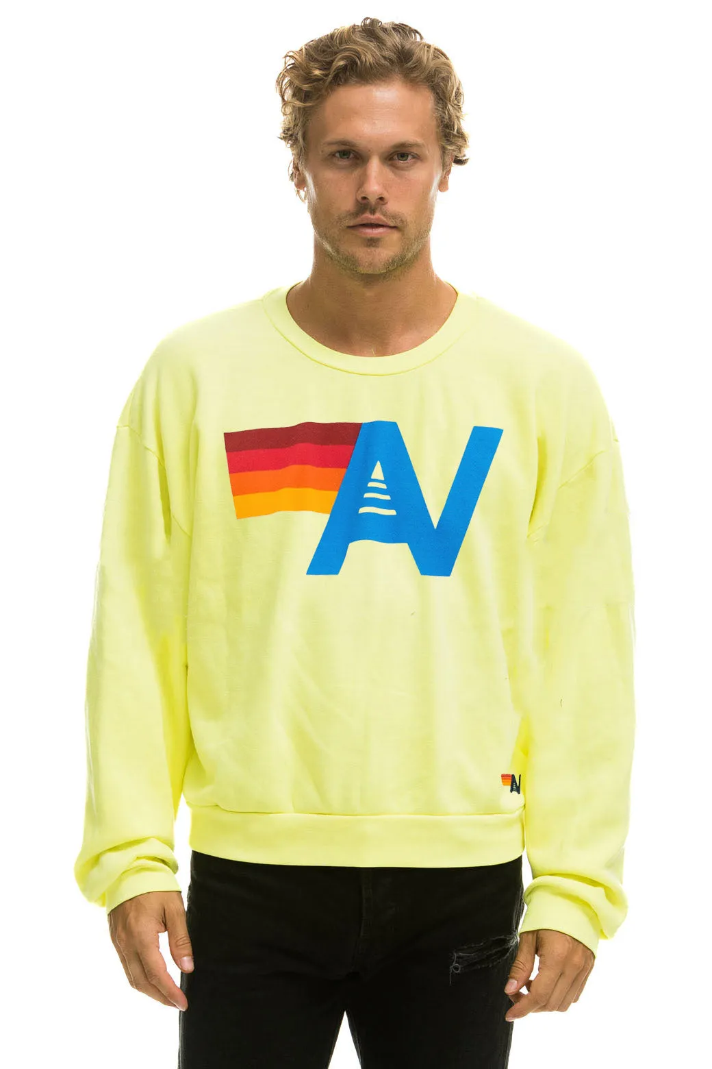 LOGO RELAXED CREW SWEATSHIRT - NEON YELLOW