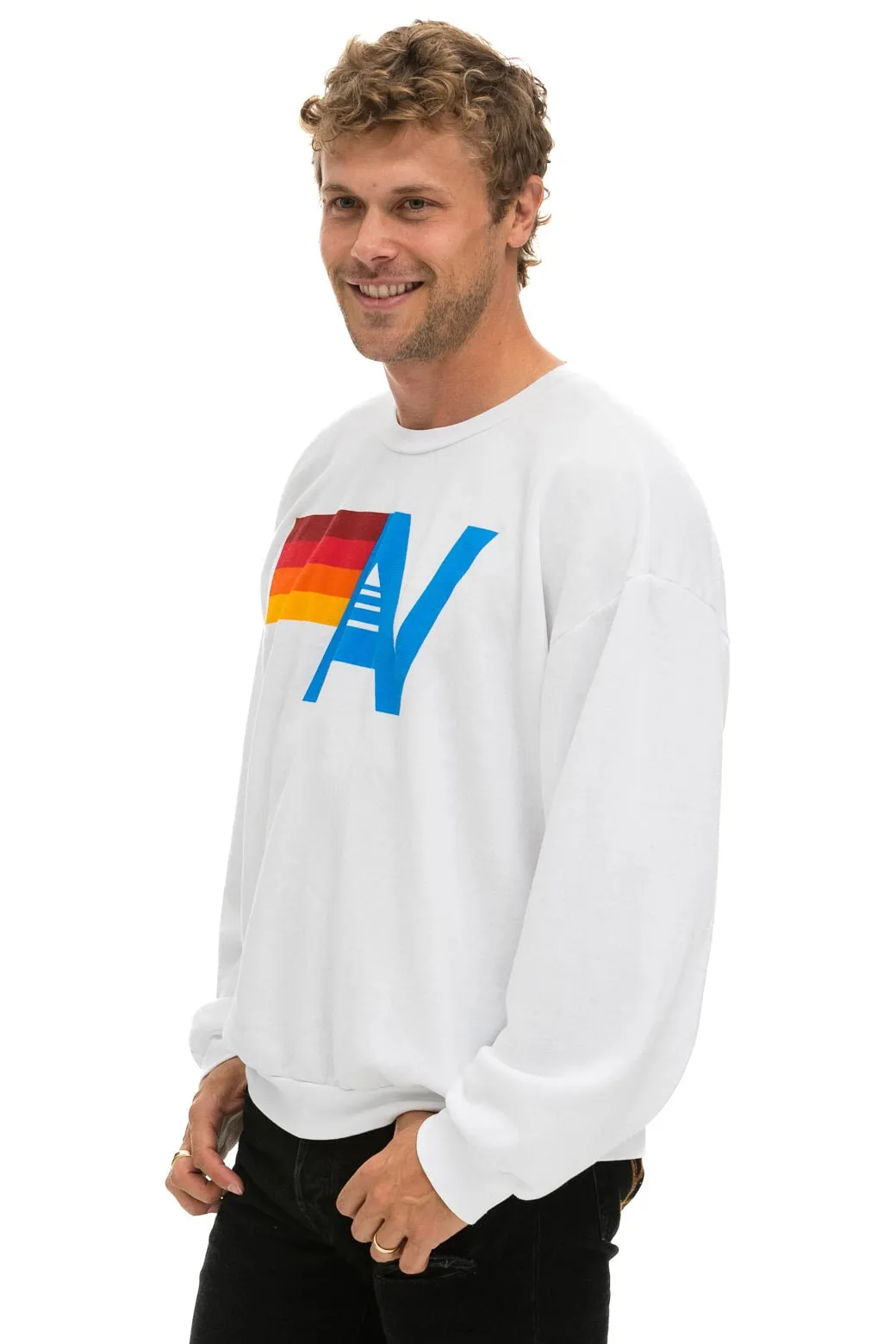 LOGO RELAXED CREW SWEATSHIRT - WHITE