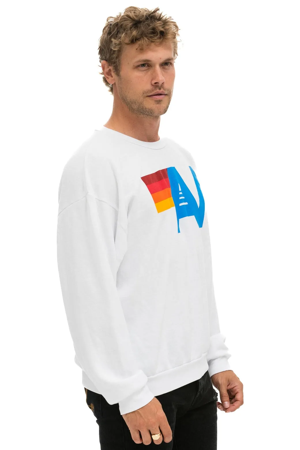 LOGO RELAXED CREW SWEATSHIRT - WHITE