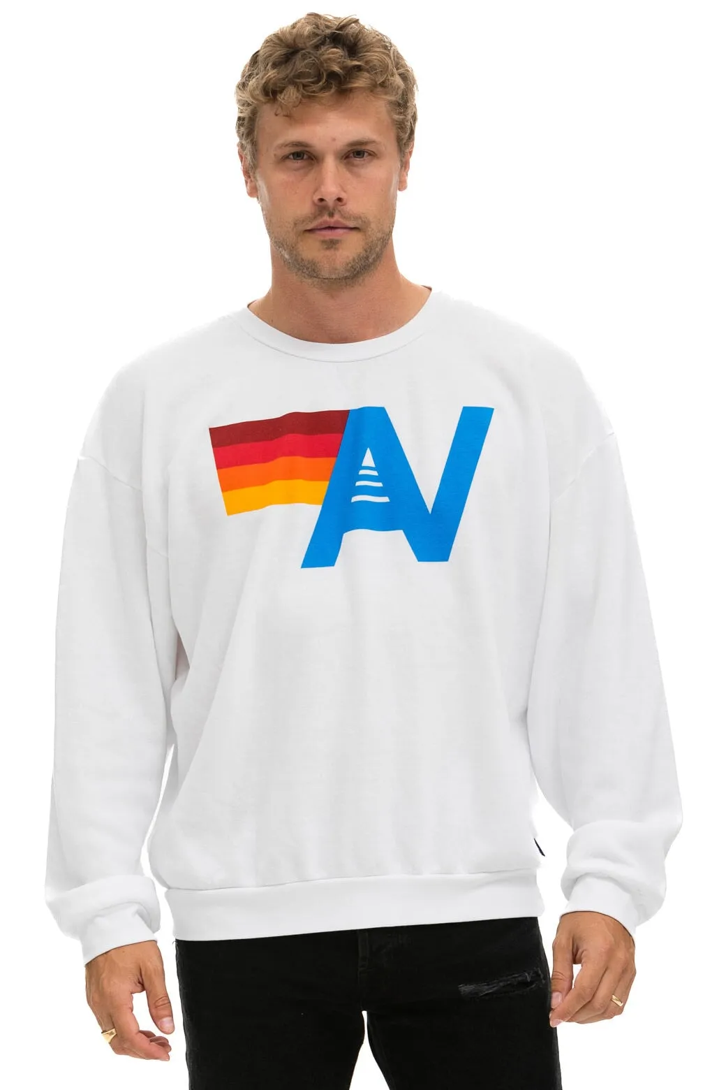 LOGO RELAXED CREW SWEATSHIRT - WHITE