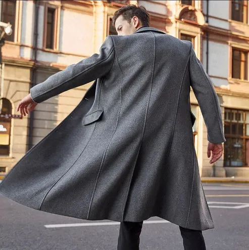 Men's Long Trench Coat Woolen Coat By TJS