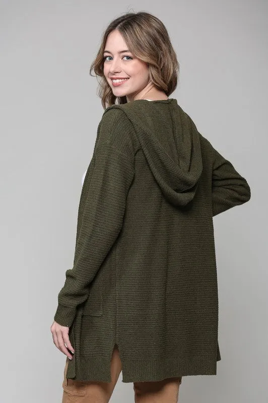 Olive Hooded Cardigan