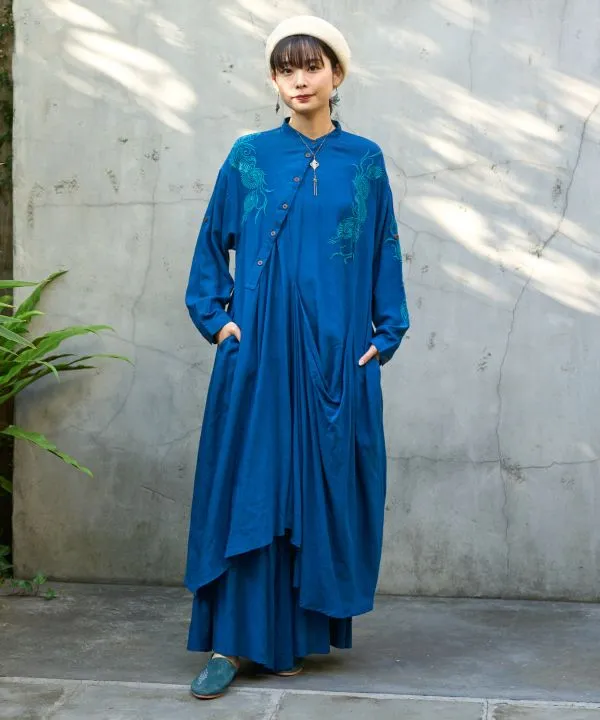 Peacock Embroidery Versatile Dress