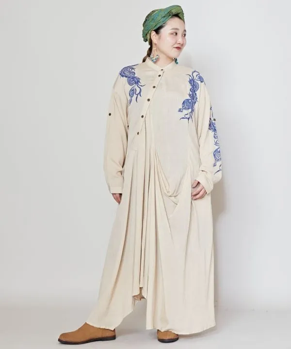 Peacock Embroidery Versatile Dress