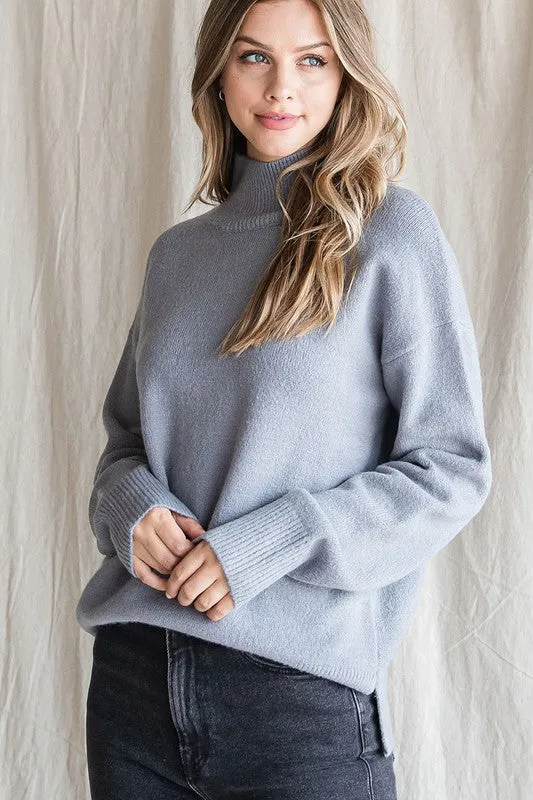 Pewter Mock Neck Sweater