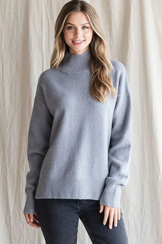 Pewter Mock Neck Sweater