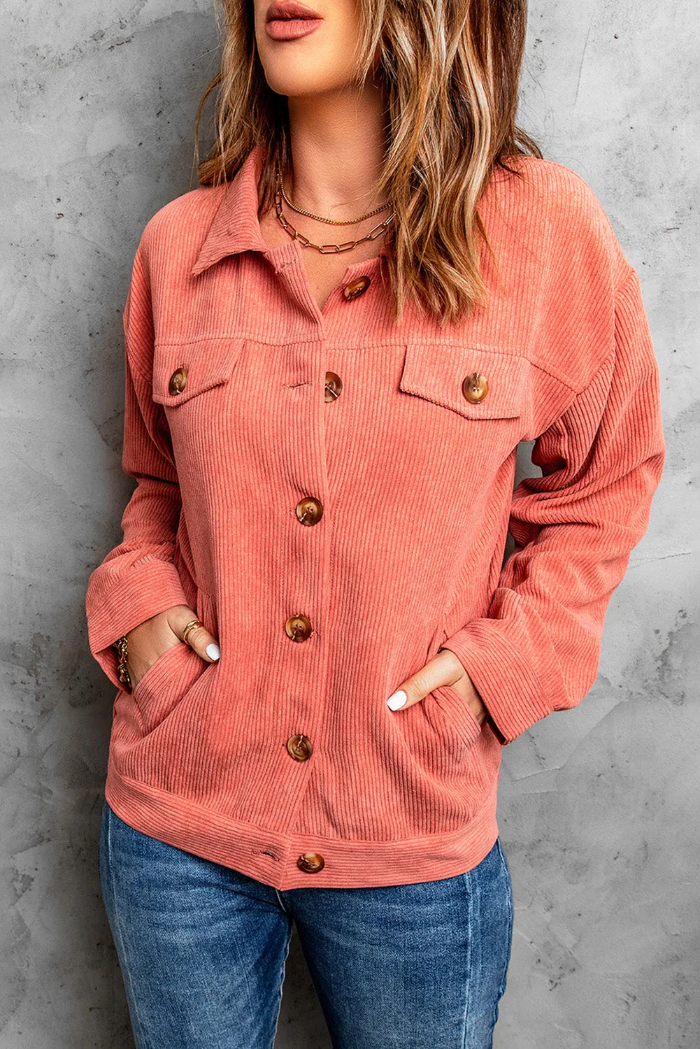 Pink Ribbed Corduroy Jacket