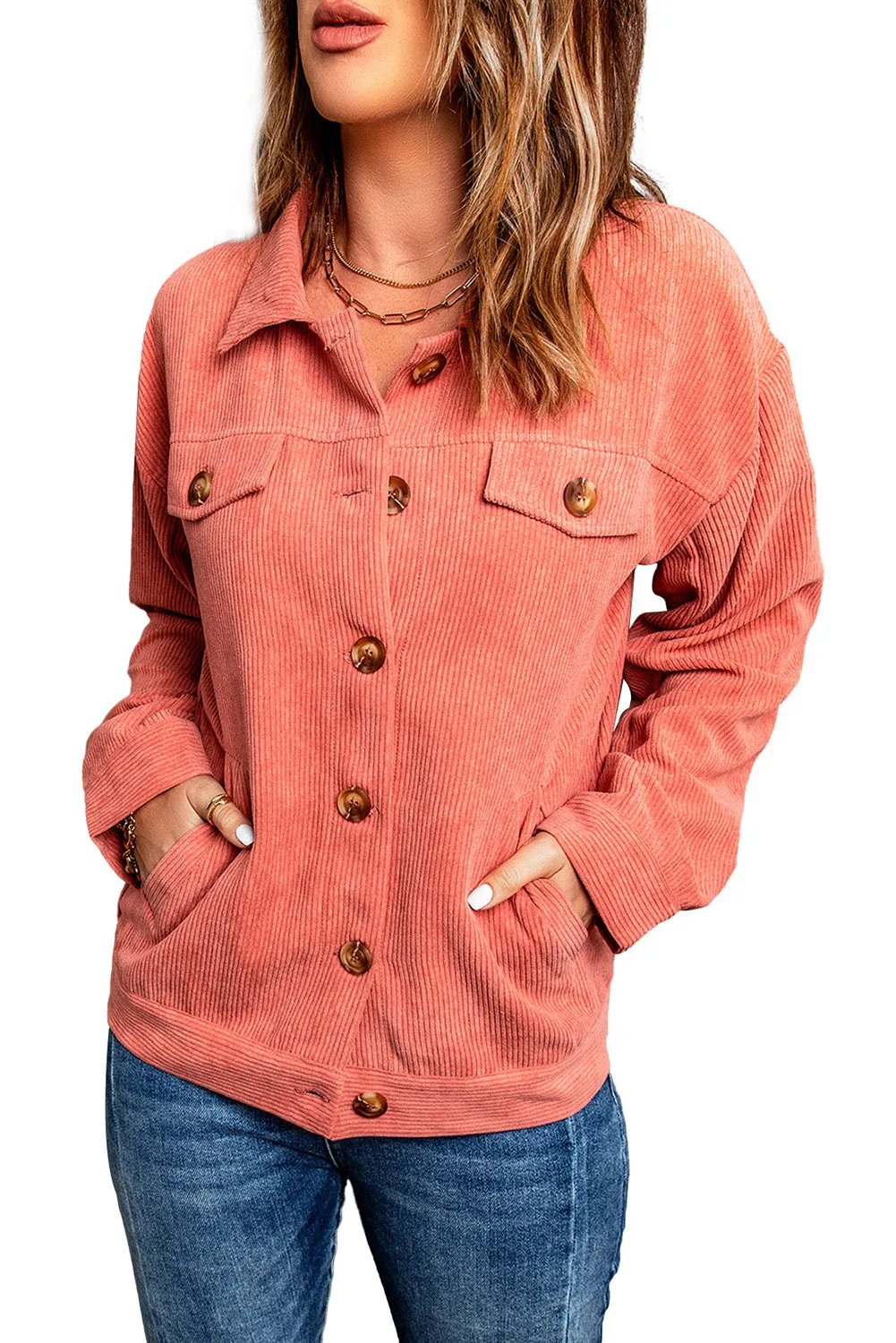 Pink Ribbed Corduroy Jacket