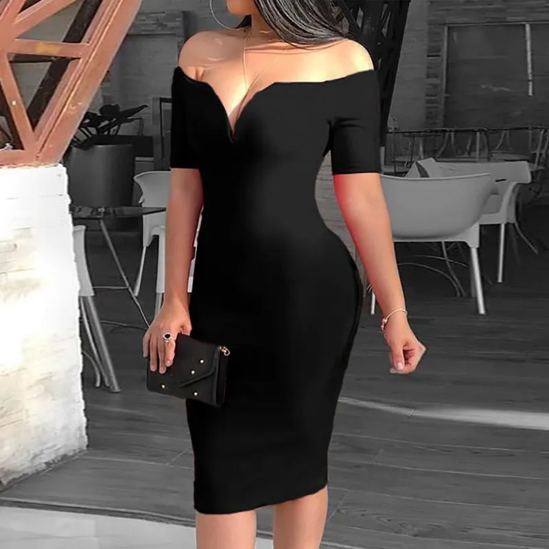 Pure Color Tight Skirt & Backpack Hip Dress (Elegant Fit) - FashionZapp