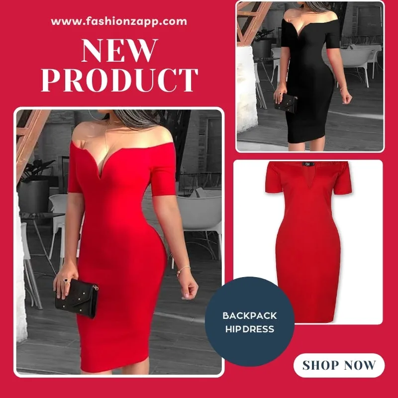 Pure Color Tight Skirt & Backpack Hip Dress (Elegant Fit) - FashionZapp