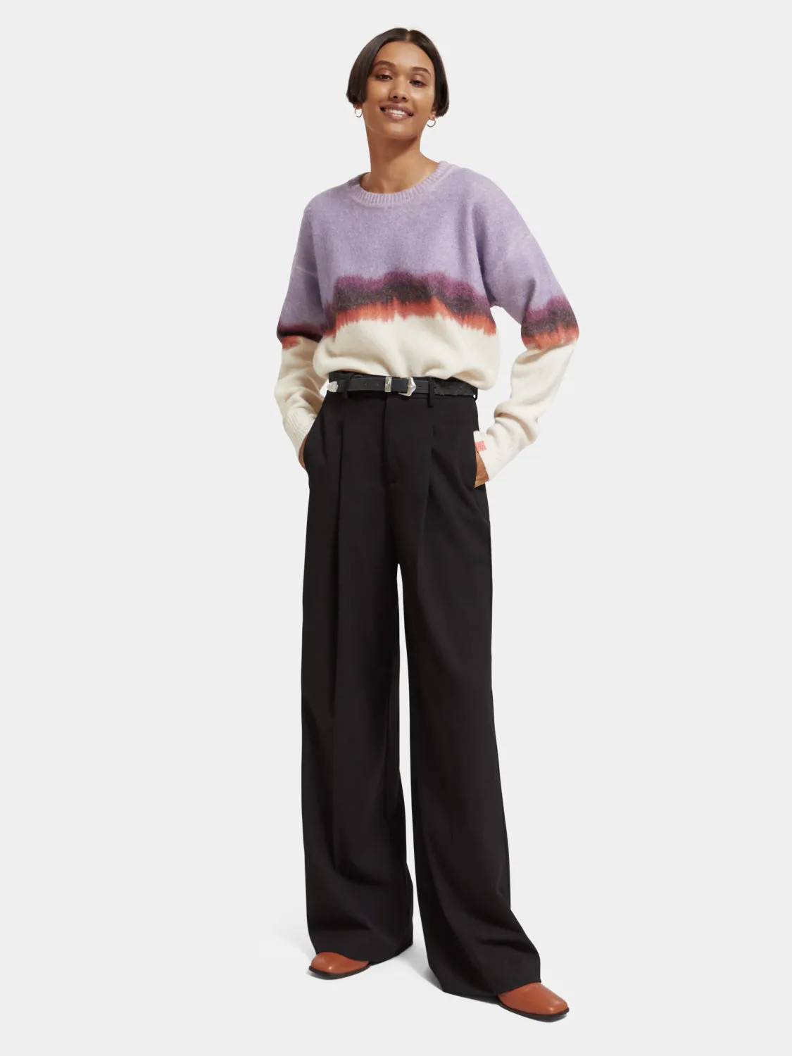 Rose pleated high-rise pants