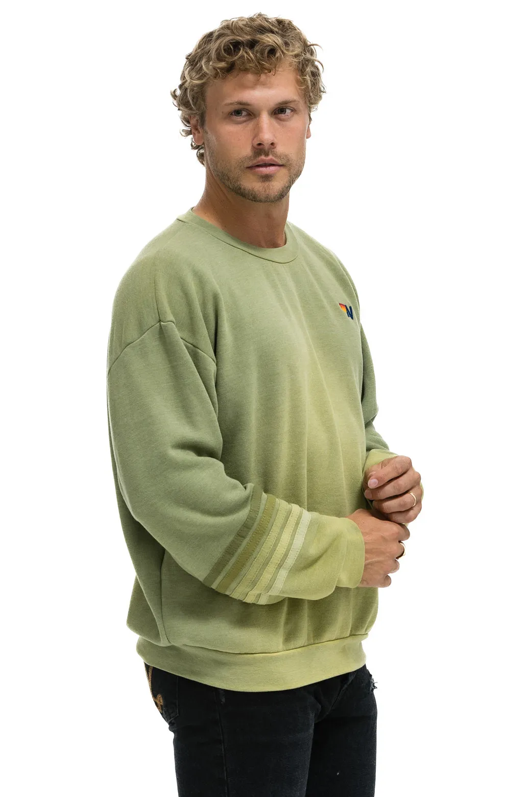 RUGBY STITCH RELAXED CREW SWEATSHIRT - FADED ARMY