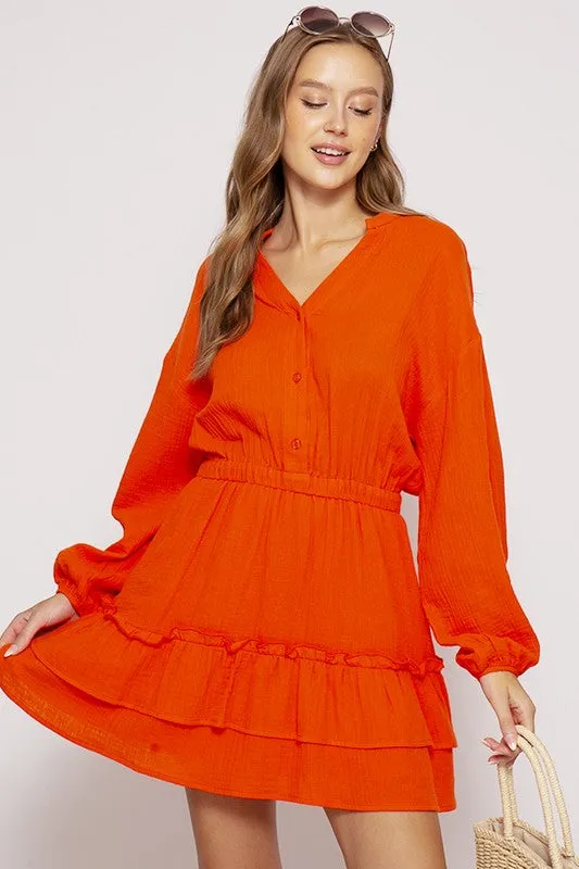 Rust Boho Pumpkin Patch Tiered Dress