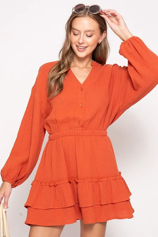 Rust Boho Pumpkin Patch Tiered Dress