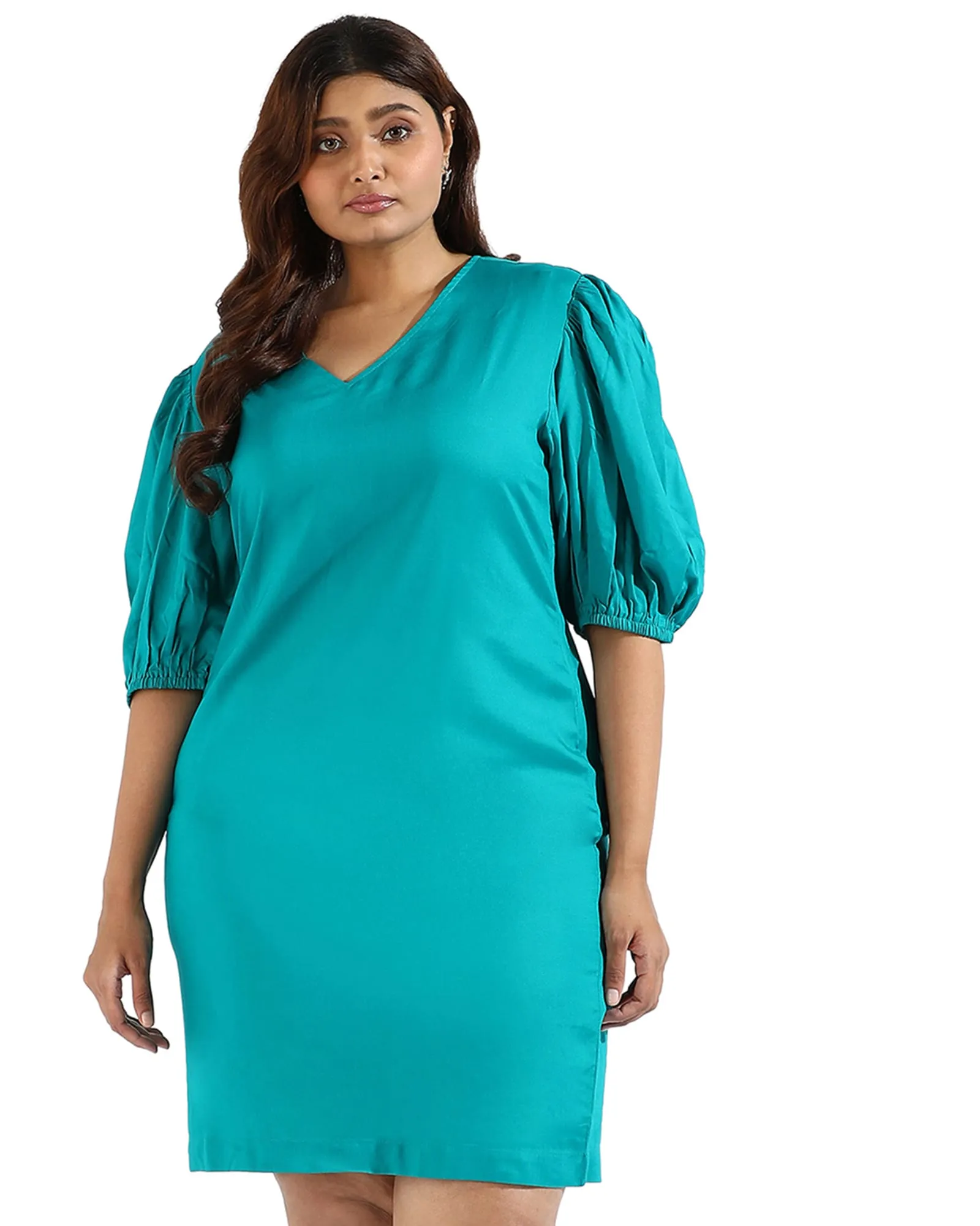 Solid Teal A-Line Dress | Teal