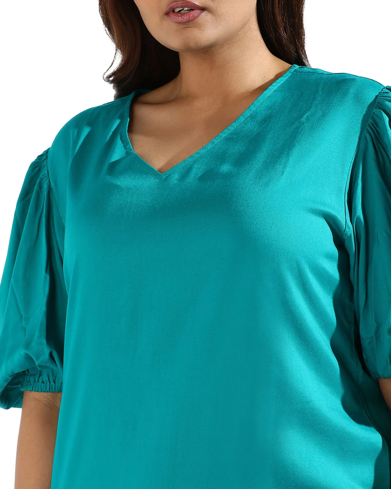 Solid Teal A-Line Dress | Teal