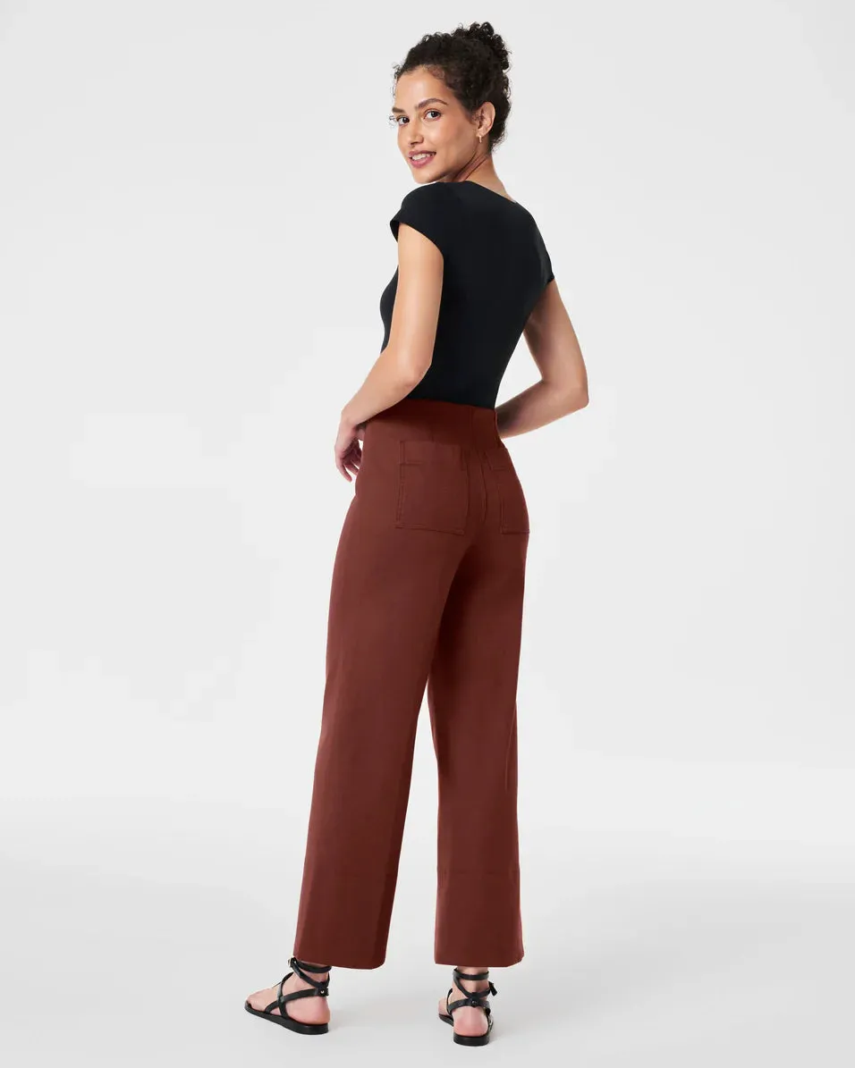 Stretch Twill Cropped Wide Leg, Hickory