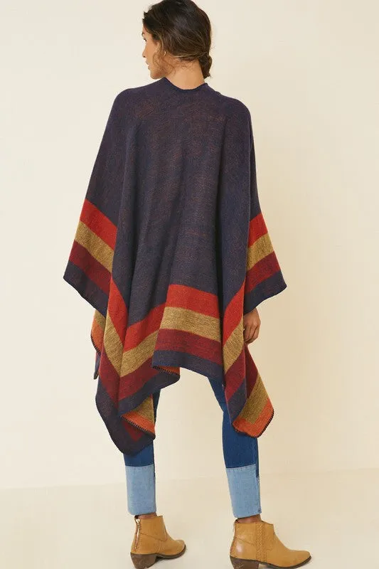 Stripe Sweater Poncho