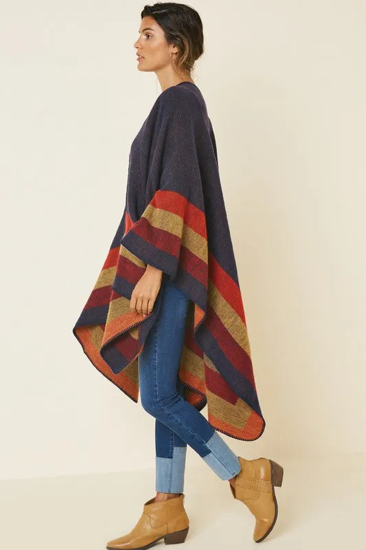 Stripe Sweater Poncho