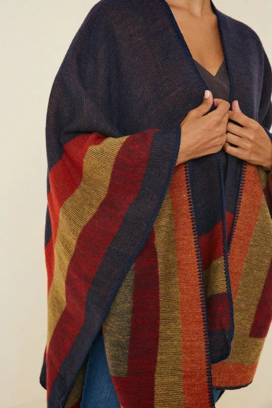 Stripe Sweater Poncho