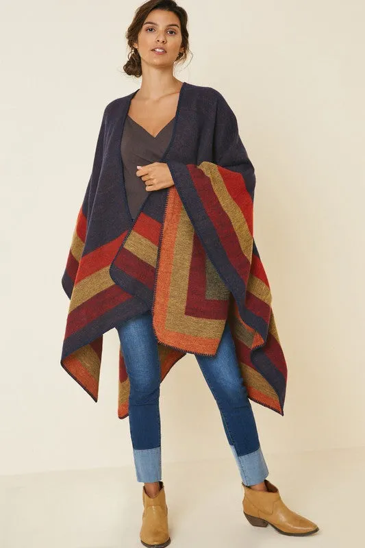 Stripe Sweater Poncho