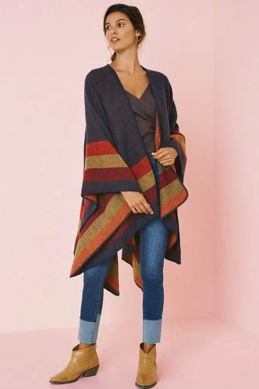 Stripe Sweater Poncho