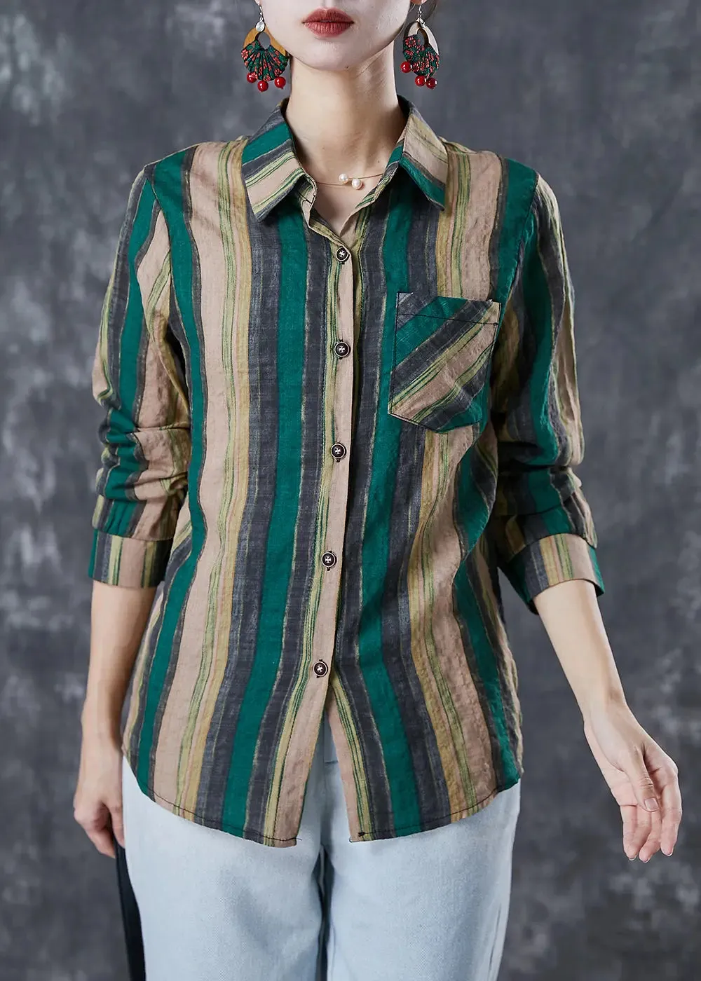 Striped Linen Shirt Tops