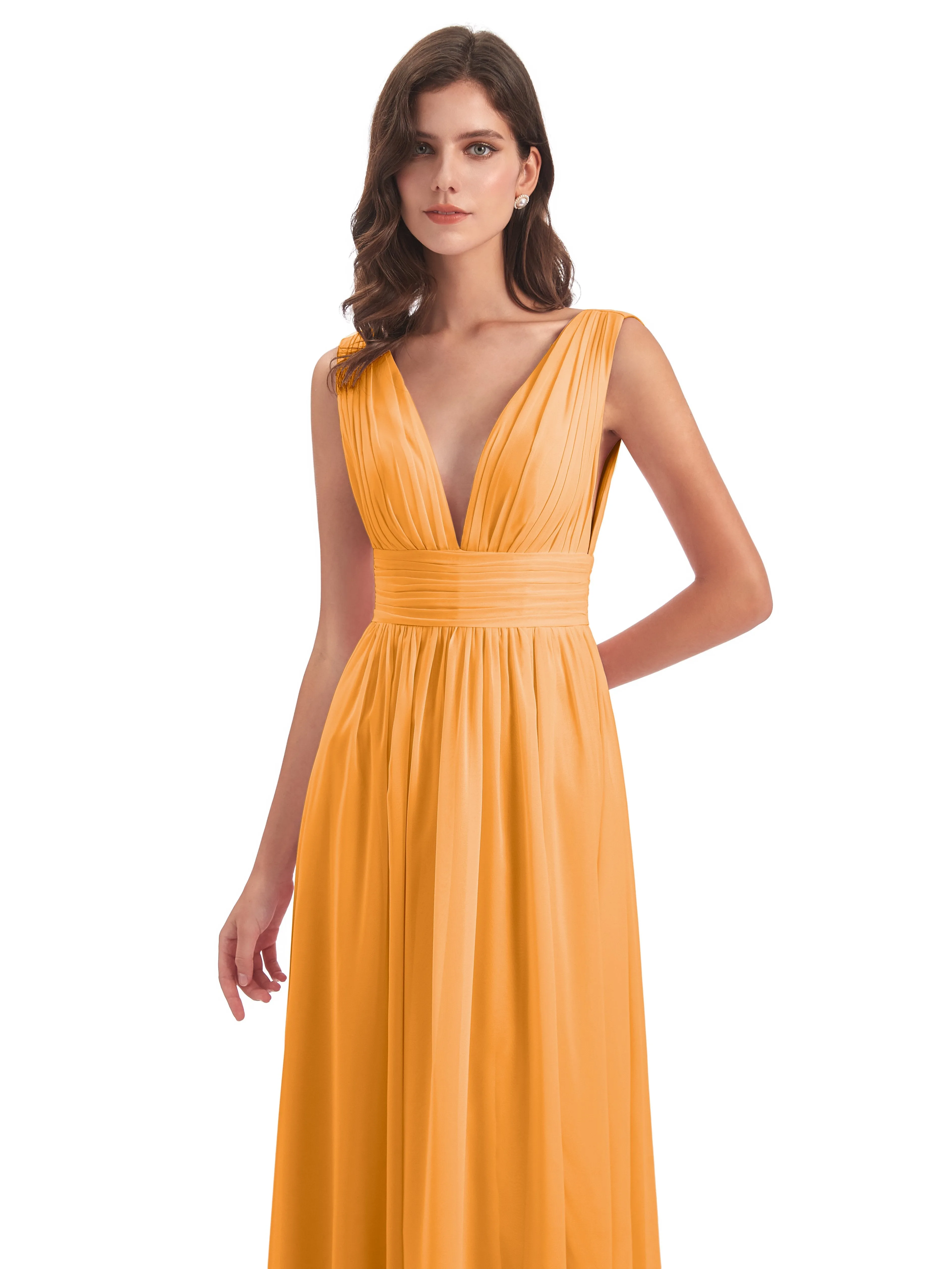 Tangerine Bridesmaid Dresses Uk Charming Chiffon V Neck Split Long Bridesmaid Dresses