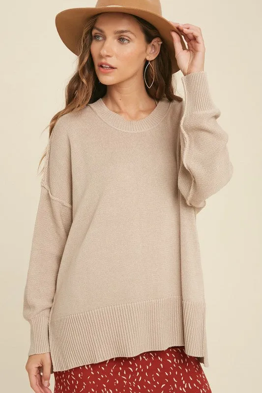 Taupe Side Slit Sweater