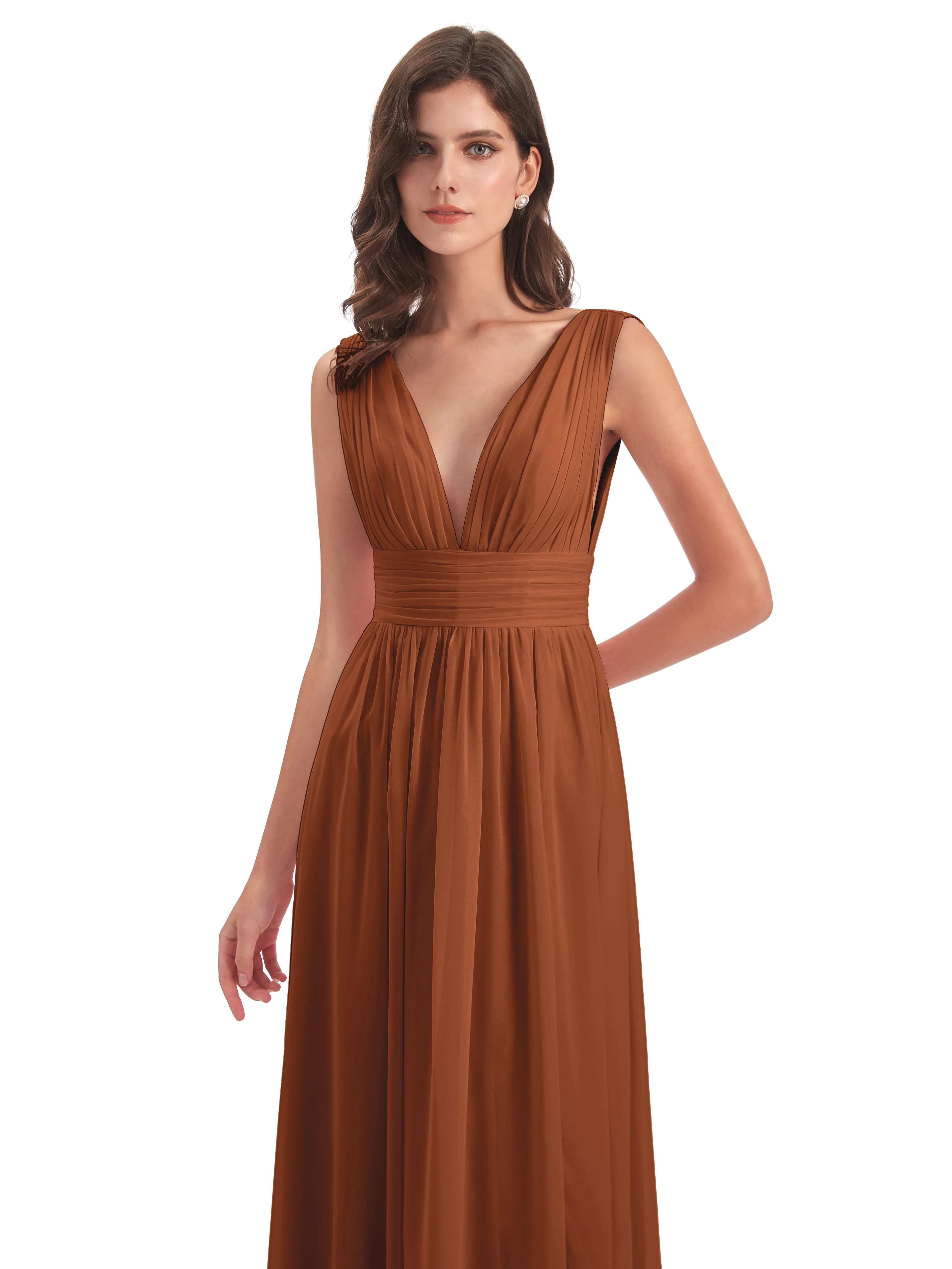 Terracotta Bridesmaid Dresses Uk Charming Chiffon V Neck Split Long Bridesmaid Dresses