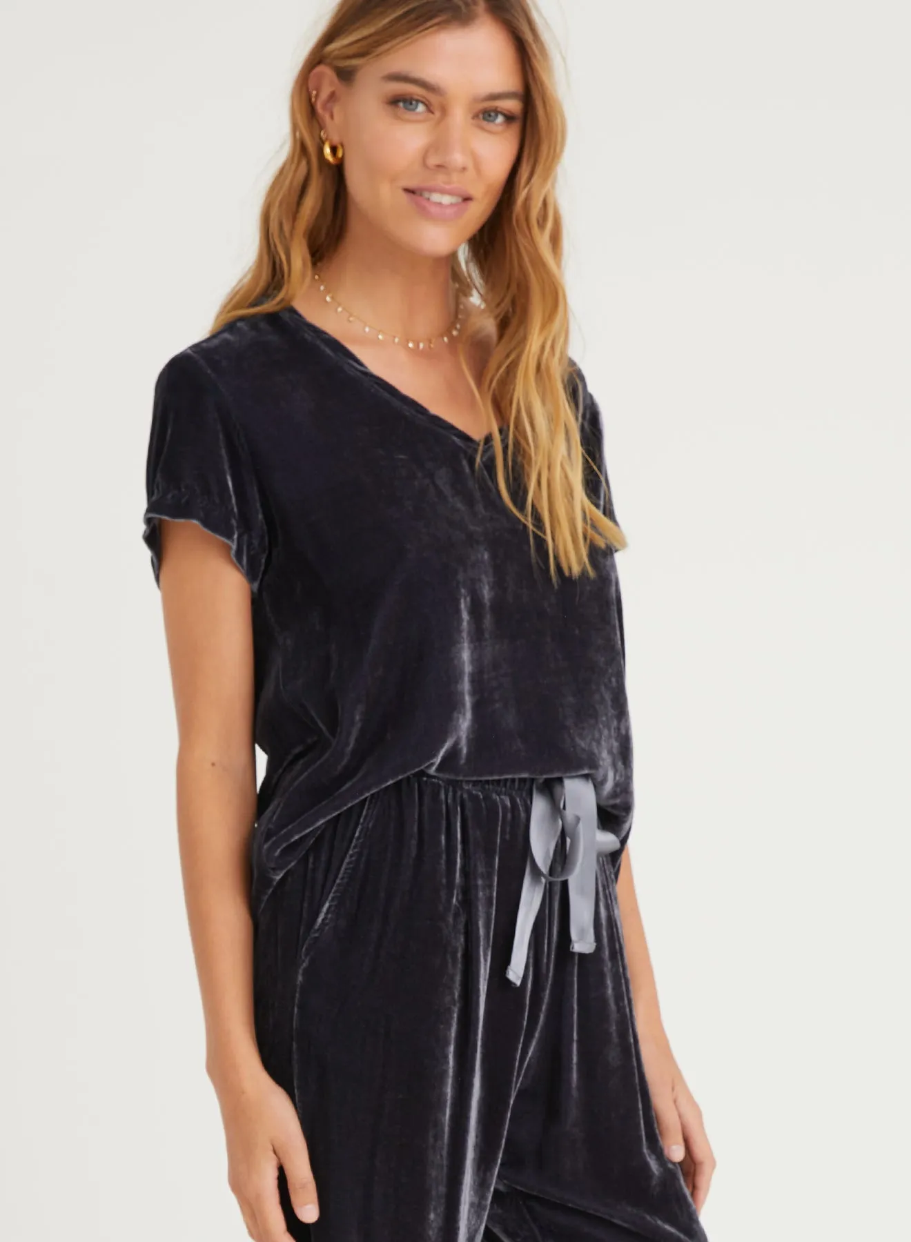 Velvet Short Sleeve Top