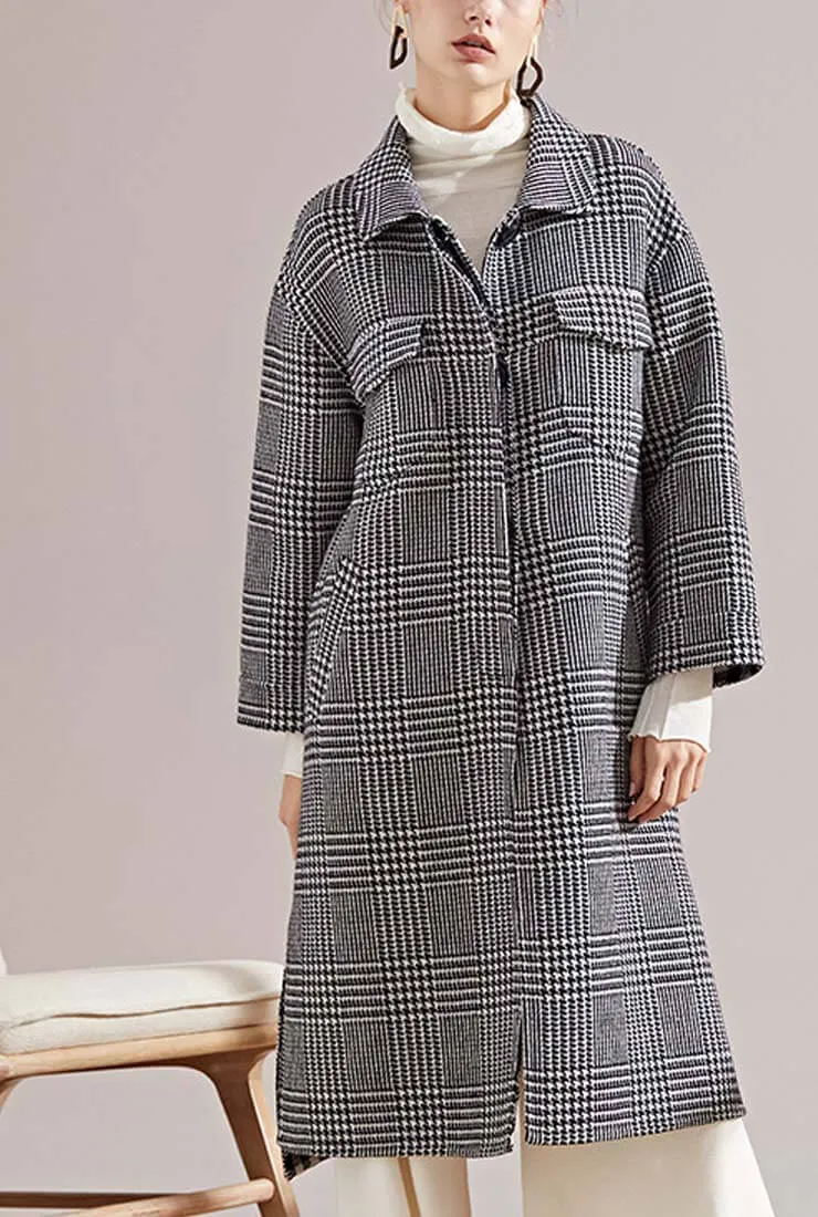 Vintage Plaid Double-faced Wool Warm Coat