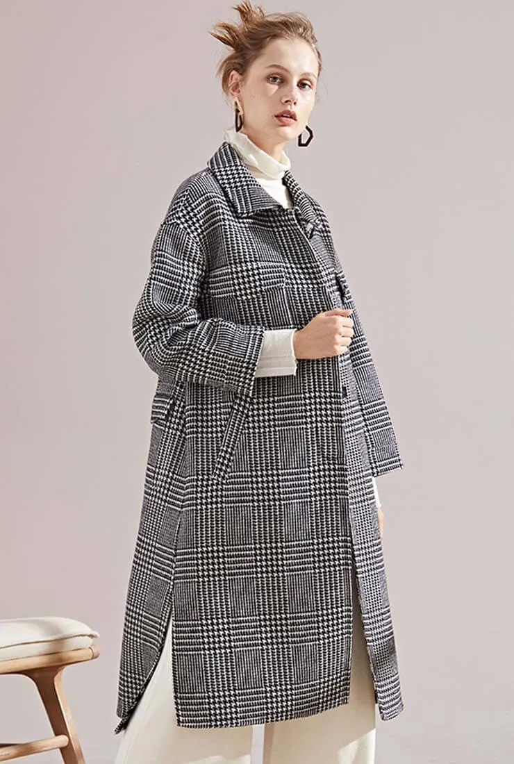 Vintage Plaid Double-faced Wool Warm Coat