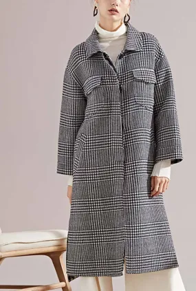 Vintage Plaid Double-faced Wool Warm Coat