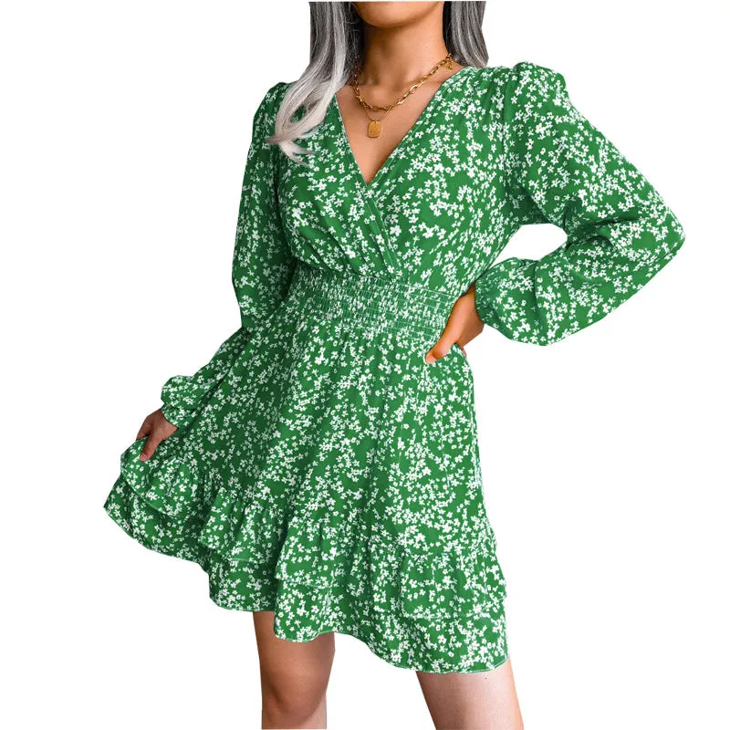 Women's Casual Versatile Floral V-neck Dress