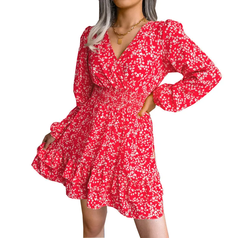 Women's Casual Versatile Floral V-neck Dress