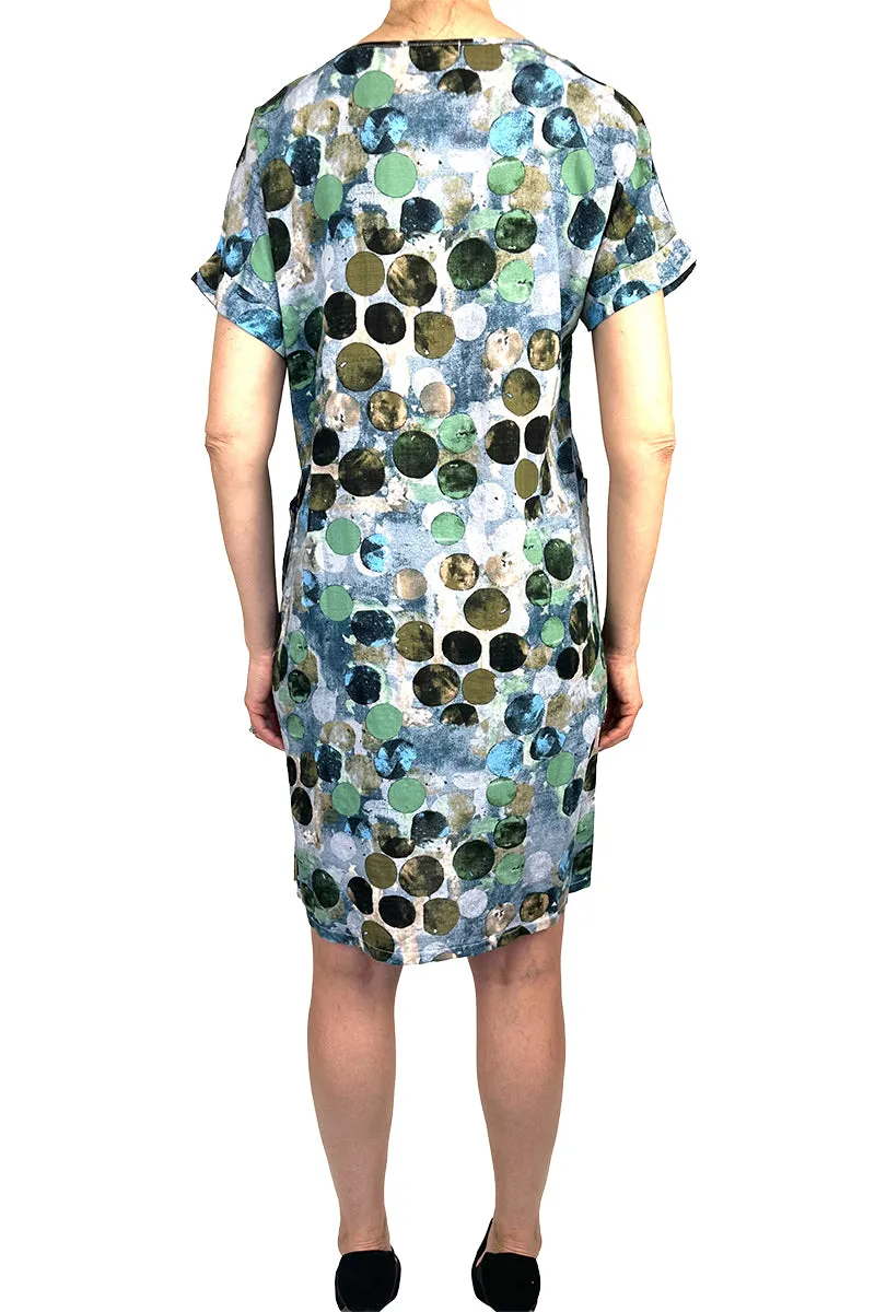 Women's Cotton Dress Green multi Print With Pockets Flattering Comfort Design Sizes XXLARGE