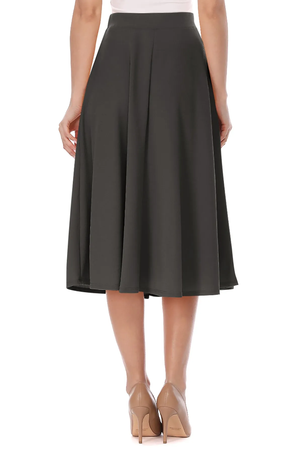 Women's Flared Lightweight Elastic Midi A-Line Skirt - Comfortable and Stylish