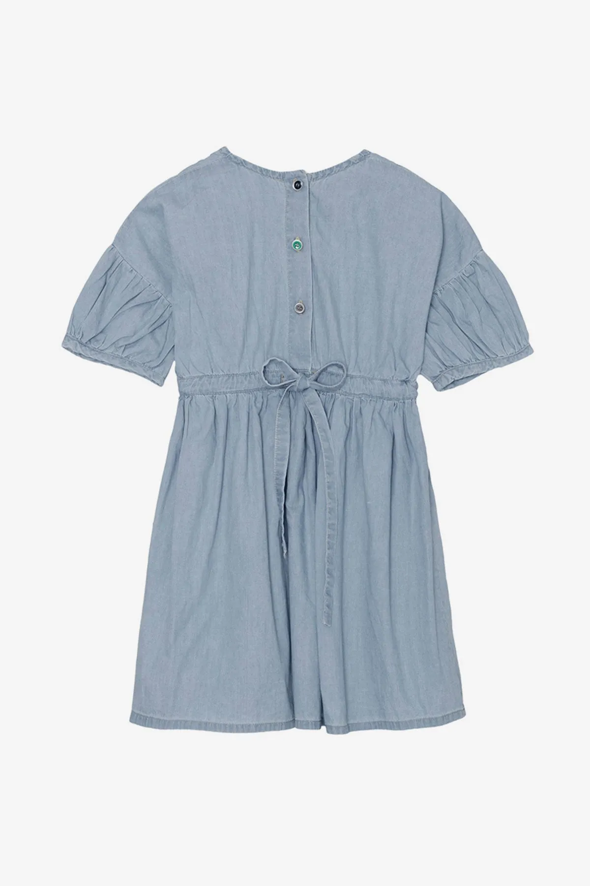 Yellow Pelota Oahu Girls Dress - Washed Denim